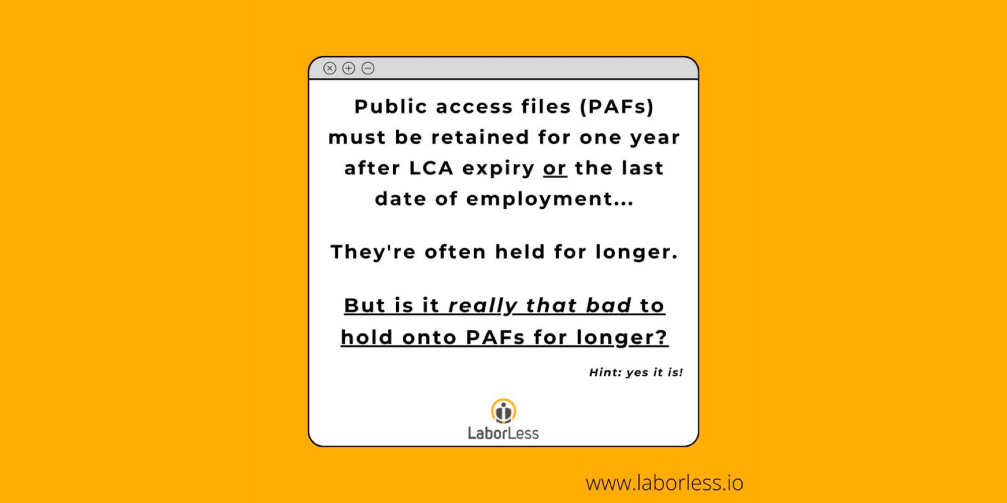 Holding on to Public Access Files For Longer Than Necessary - Is 
