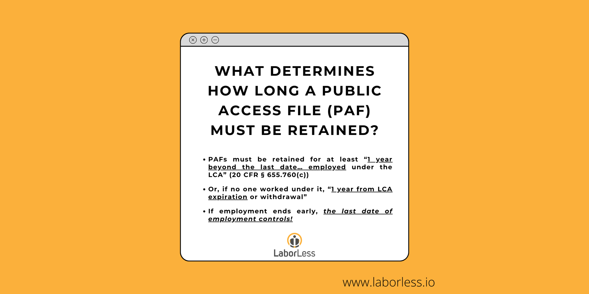 How Long Must a Public Access File Be Retained? A Clear Guide to PAF Retention Under 20 CFR § 655.760(c)