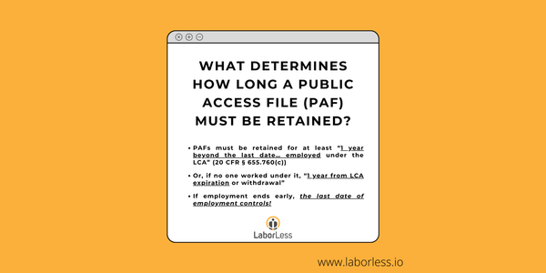 How Long Must a Public Access File Be Retained? A Clear Guide to PAF Retention Under 20 CFR § 655.760(c)